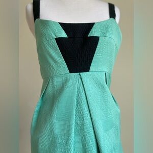 Rachel Comey turquoise and black brocade dress POCKETS!